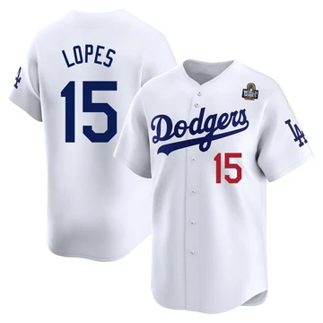 Youth Los Angeles Dodgers Davey Lopes ＃15 White Limited Home 2024 World Series Jersey