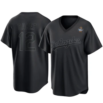 Youth Los Angeles Dodgers Dusty Baker ＃12 Black Replica Pitch Fashion 2024 World Series Jersey