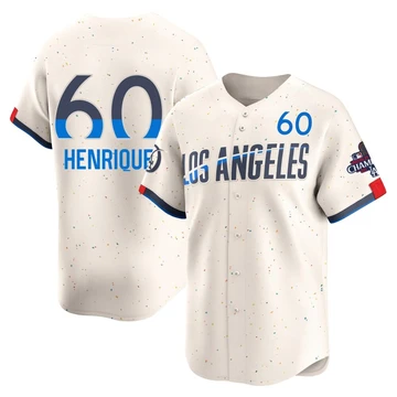 Youth Los Angeles Dodgers Edgardo Henriquez ＃60 Cream Limited 2024 City Connect World Series Champions Jersey