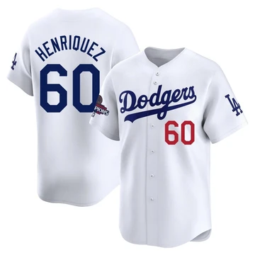 Youth Los Angeles Dodgers Edgardo Henriquez ＃60 White Limited Home 2024 World Series Champions Jersey