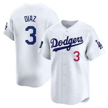 Youth Los Angeles Dodgers Edwin Diaz ＃3 White Limited 2024 World Tour Seoul Series Home Jersey