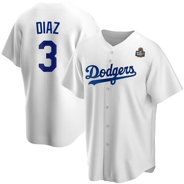 Youth Los Angeles Dodgers Edwin Diaz ＃3 White Replica Home 2024 World Series Jersey