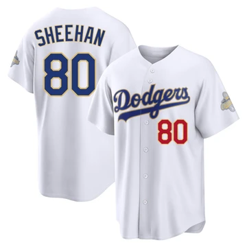 Youth Los Angeles Dodgers Emmet Sheehan ＃80 Gold Limited White 2026 Collection Stadium Jersey