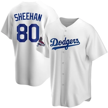 Youth Los Angeles Dodgers Emmet Sheehan ＃80 White Replica Home 2024 World Series Champions Jersey