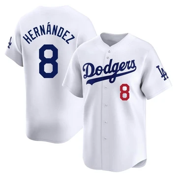 Youth Los Angeles Dodgers Enrique Hernandez ＃8 White Limited Home Jersey