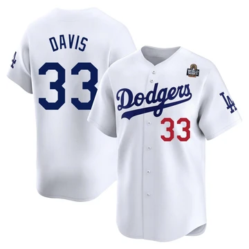 Youth Los Angeles Dodgers Eric Davis ＃33 White Limited Home 2024 World Series Jersey