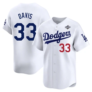 Youth Los Angeles Dodgers Eric Davis ＃33 White Limited Home 2025 World Series Jersey