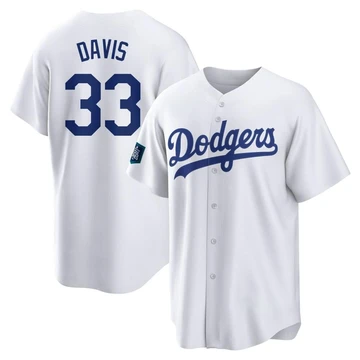 Youth Los Angeles Dodgers Eric Davis ＃33 White Replica 2024 World Tour Seoul Series Home Jersey