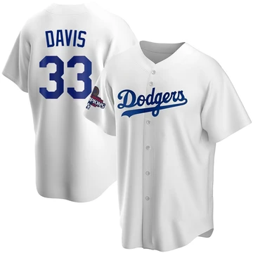 Youth Los Angeles Dodgers Eric Davis ＃33 White Replica Home 2024 World Series Champions Jersey