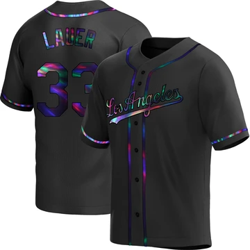 Youth Los Angeles Dodgers Eric Lauer ＃33 Black Replica Holographic Alternate Jersey