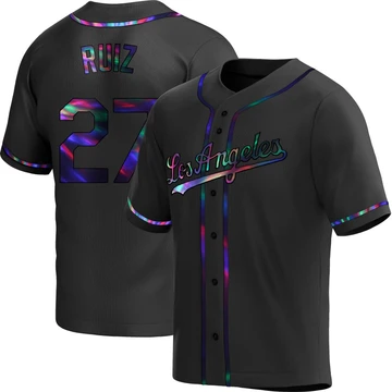 Youth Los Angeles Dodgers Esteury Ruiz ＃27 Black Replica Holographic Alternate Jersey