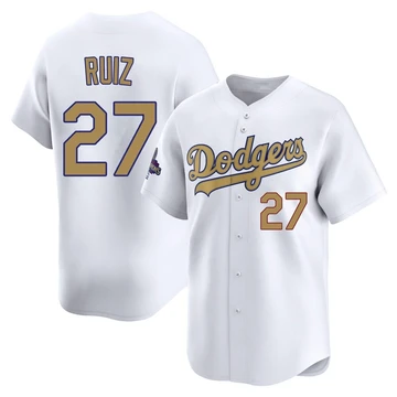 Youth Los Angeles Dodgers Esteury Ruiz ＃27 Gold Limited White 2025 Collection Jersey