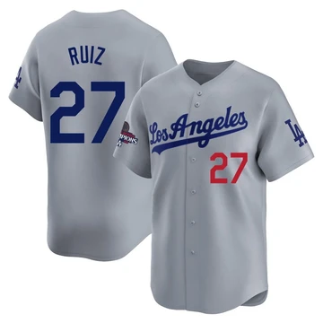 Youth Los Angeles Dodgers Esteury Ruiz ＃27 Gray Limited Away World Series Champions Jersey
