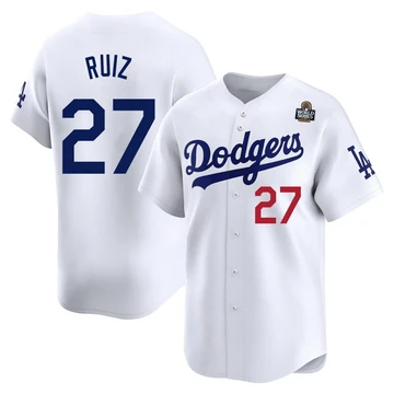 Youth Los Angeles Dodgers Esteury Ruiz ＃27 White Limited Home 2024 World Series Jersey