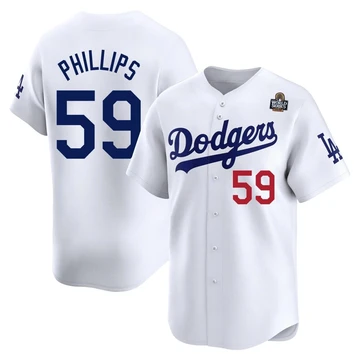 Youth Los Angeles Dodgers Evan Phillips ＃59 White Limited Home 2024 World Series Jersey