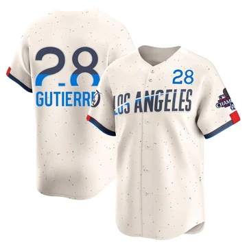 Youth Los Angeles Dodgers Franklin Gutierrez ＃28 Cream Limited 2024 City Connect World Series Champions Jersey