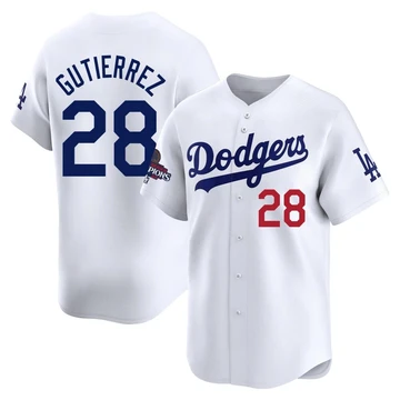 Youth Los Angeles Dodgers Franklin Gutierrez ＃28 White Limited Home 2024 World Series Champions Jersey