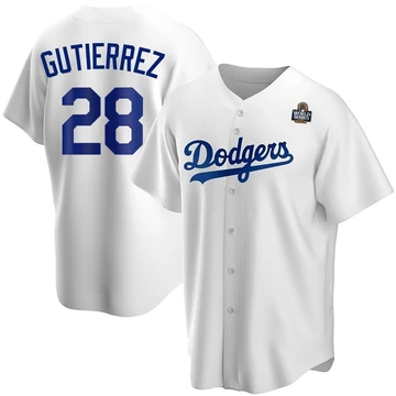 Youth Los Angeles Dodgers Franklin Gutierrez ＃28 White Replica Home 2024 World Series Jersey