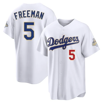 Youth Los Angeles Dodgers Freddie Freeman ＃5 Gold Limited White 2026 Collection Stadium Jersey
