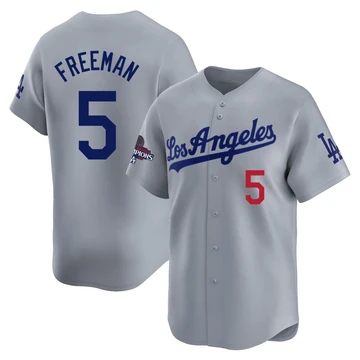 Youth Los Angeles Dodgers Freddie Freeman ＃5 Gray Limited Away World Series Champions Jersey