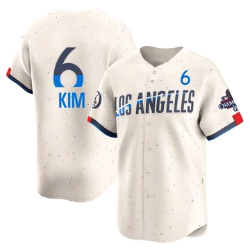 Youth Los Angeles Dodgers Hyeseong Kim ＃6 Cream Limited 2024 City Connect World Series Champions Jersey