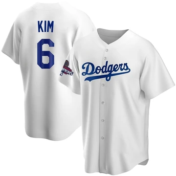Youth Los Angeles Dodgers Hyeseong Kim ＃6 White Replica Home 2024 World Series Champions Jersey