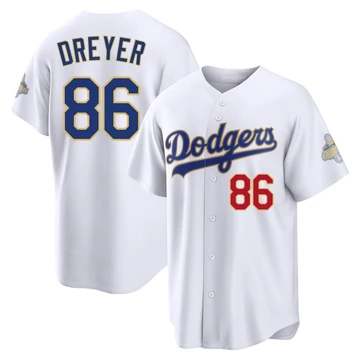 Youth Los Angeles Dodgers Jack Dreyer ＃86 Gold Limited White 2026 Collection Stadium Jersey