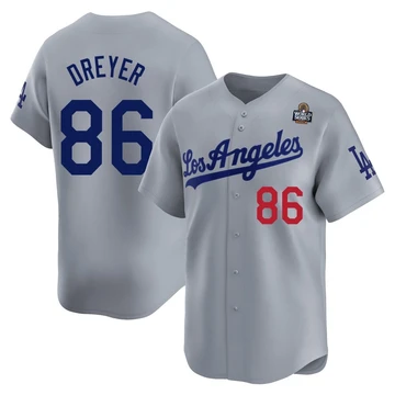 Youth Los Angeles Dodgers Jack Dreyer ＃86 Gray Limited Away 2024 World Series Jersey