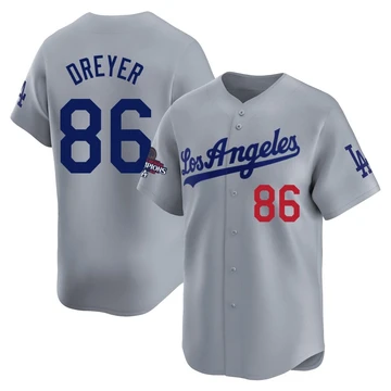 Youth Los Angeles Dodgers Jack Dreyer ＃86 Gray Limited Away World Series Champions Jersey