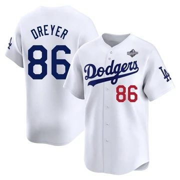 Youth Los Angeles Dodgers Jack Dreyer ＃86 White Limited Home 2025 World Series Jersey