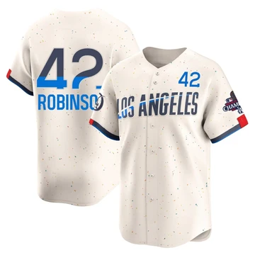 Youth Los Angeles Dodgers Jackie Robinson ＃42 Cream Limited 2024 City Connect World Series Champions Jersey