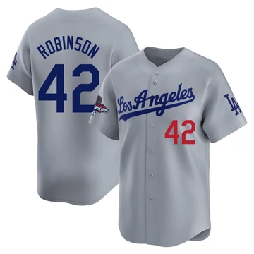 Youth Los Angeles Dodgers Jackie Robinson ＃42 Gray Limited Away World Series Champions Jersey