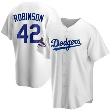 Youth Los Angeles Dodgers Jackie Robinson ＃42 White Replica Home 2024 World Series Champions Jersey