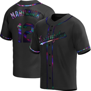 Youth Los Angeles Dodgers Jake Marisnick ＃12 Black Replica Holographic Alternate Jersey