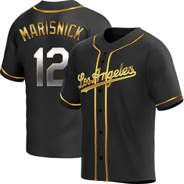 Youth Los Angeles Dodgers Jake Marisnick ＃12 Gold Replica Black en Alternate Jersey