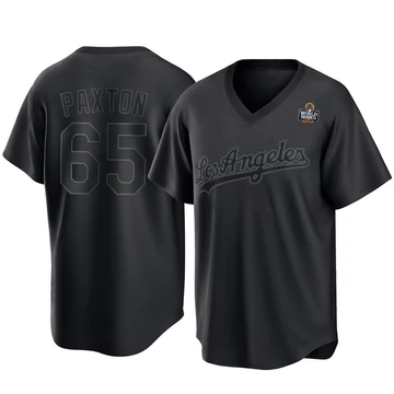 Youth Los Angeles Dodgers James Paxton ＃65 Black Replica Pitch Fashion 2024 World Series Jersey