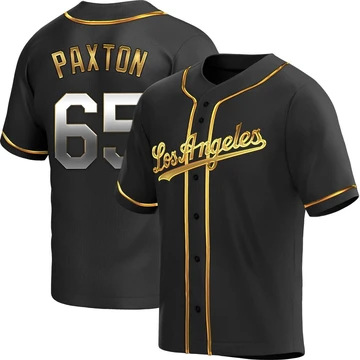 Youth Los Angeles Dodgers James Paxton ＃65 Gold Replica Black en Alternate Jersey