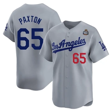Youth Los Angeles Dodgers James Paxton ＃65 Gray Limited Away 2024 World Series Jersey