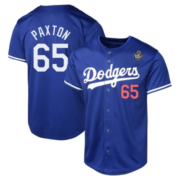 Youth Los Angeles Dodgers James Paxton ＃65 Royal Limited Alternate 2024 World Series Jersey