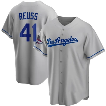 Youth Los Angeles Dodgers Jerry Reuss ＃41 Gray Replica Road 2024 World Series Champions Jersey