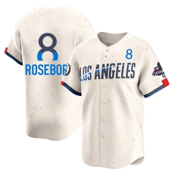 Youth Los Angeles Dodgers John Roseboro ＃8 Cream Limited 2024 City Connect World Series Champions Jersey