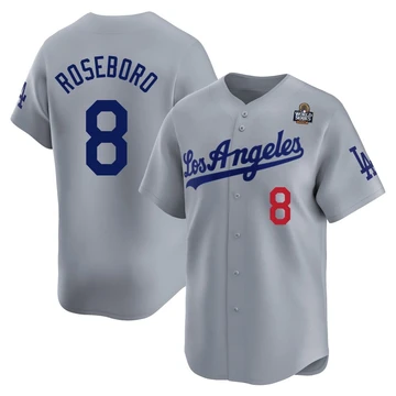Youth Los Angeles Dodgers John Roseboro ＃8 Gray Limited Away 2024 World Series Jersey