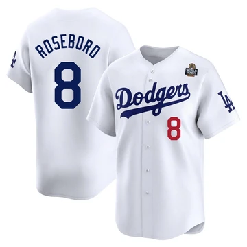 Youth Los Angeles Dodgers John Roseboro ＃8 White Limited Home 2024 World Series Jersey