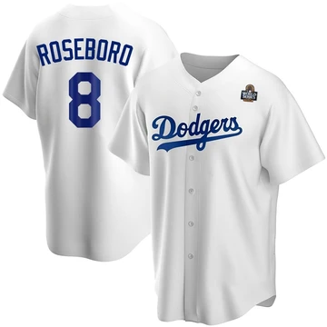 Youth Los Angeles Dodgers John Roseboro ＃8 White Replica Home 2024 World Series Jersey