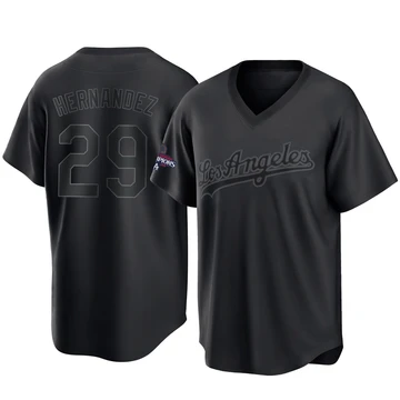 Youth Los Angeles Dodgers Jonathan Hernandez ＃29 Black Replica Pitch Fashion 2024 World Series Champions Jersey