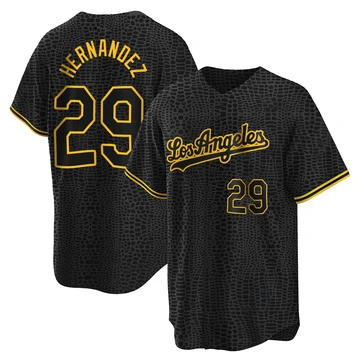 Youth Los Angeles Dodgers Jonathan Hernandez ＃29 Black Replica Snake Skin City Jersey
