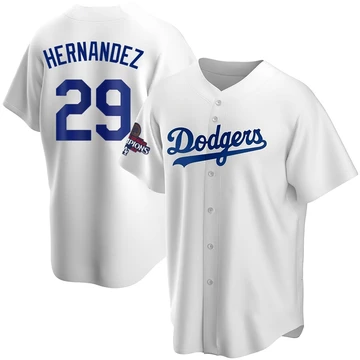Youth Los Angeles Dodgers Jonathan Hernandez ＃29 White Replica Home 2024 World Series Champions Jersey