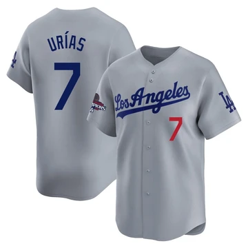 Youth Los Angeles Dodgers Julio Urias ＃7 Gray Limited Away World Series Champions Jersey
