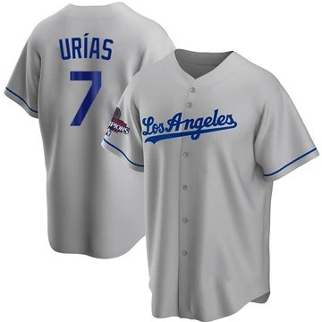 Youth Los Angeles Dodgers Julio Urias ＃7 Gray Replica Road 2024 World Series Champions Jersey