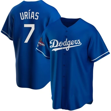 Youth Los Angeles Dodgers Julio Urias ＃7 Royal Replica Alternate 2024 World Series Champions Jersey